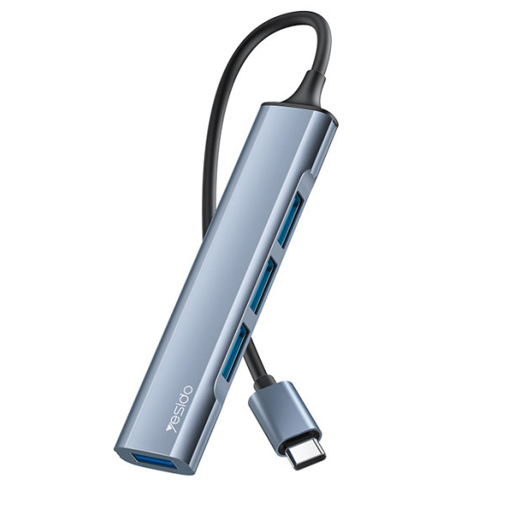 Yesido - Docking Station 4in1 (HB17) - Type-C to 1x USB3.0, 3x USB2.0, Plug&Play, 5Gbps, Aluminum Alloy - Gray