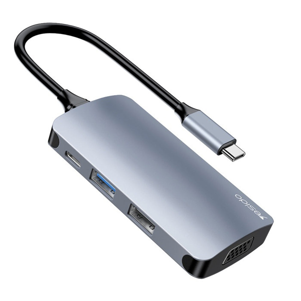 Yesido - Docking Station 7in1 (HB16) - Type-C to 1x USB3.0, 2x USB2.0, TF/SD Card, 1x VGA, 1x Type-C, 5Gbps, PD100W  - G