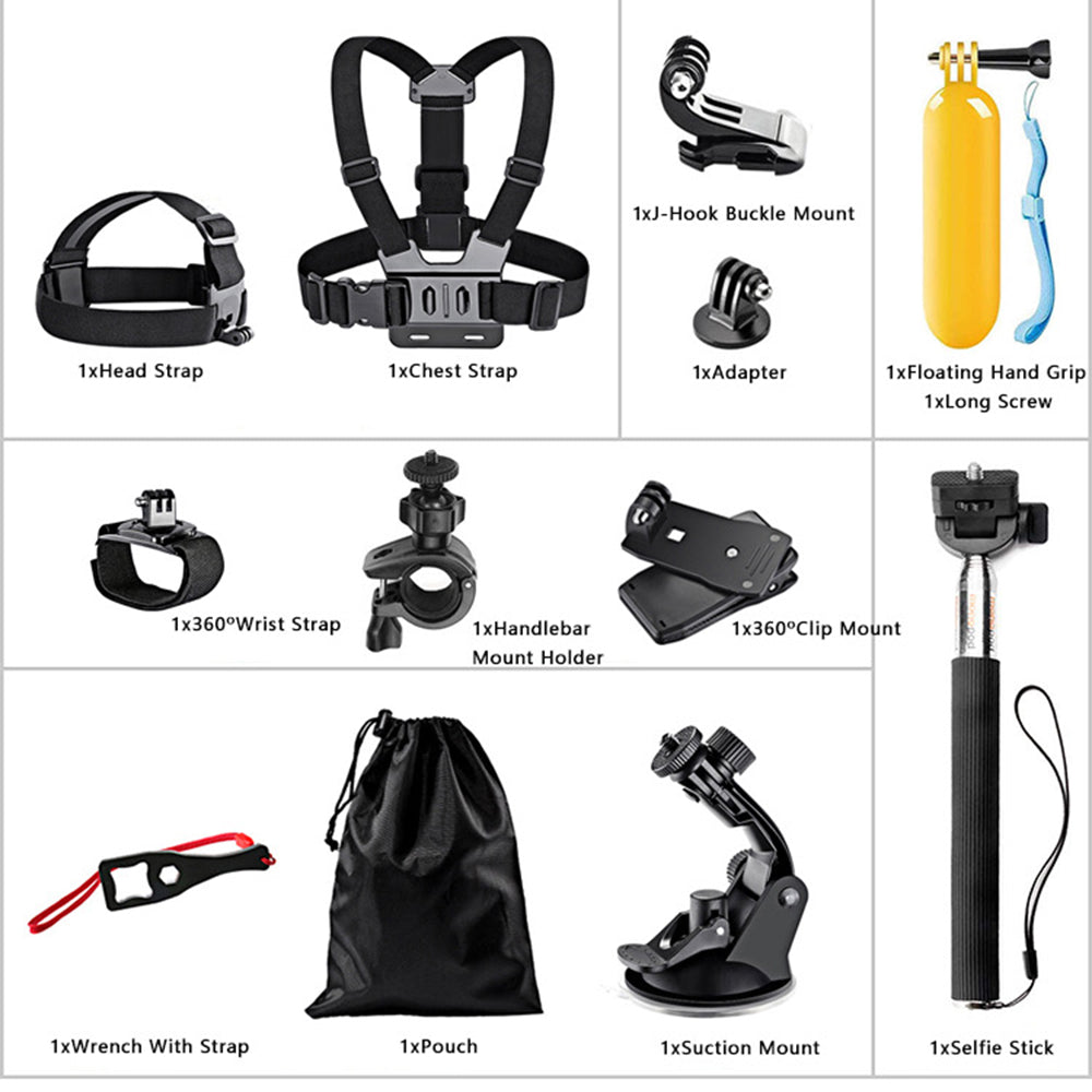 Techsuit - Accessory Kit CamQuest 15in1 (SA15) - for GoPro Action Camera - Black