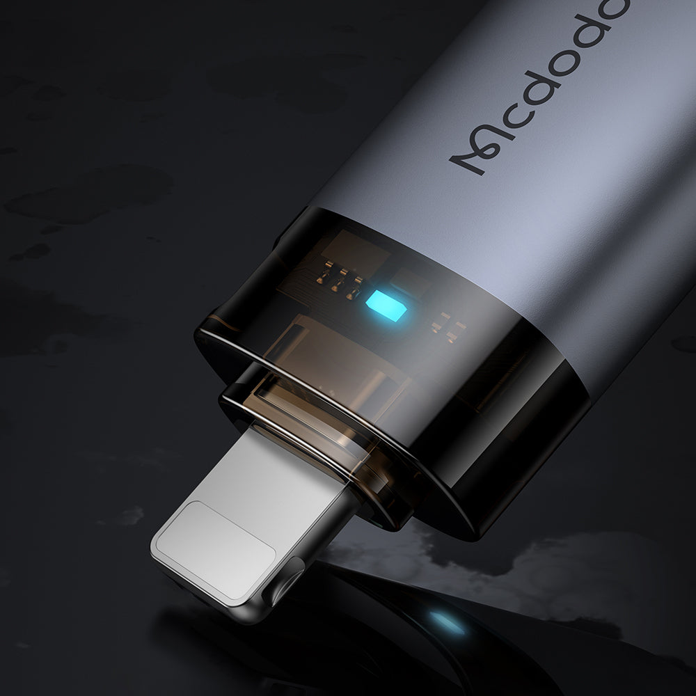 Mcdodo - OTG Adapter (OT-7390) - USB to Lightning, Aluminium Alloy, Charging&Data Sync, with Indicator Light, Lanyard - 