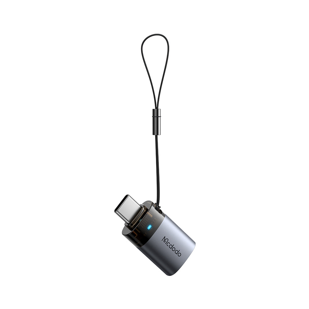 Mcdodo - OTG Adapter (OT-7400) - USB3.0 to Type-C, Aluminium Alloy, Charging & Data Sync, 5Gbps, Blue Light, Lanyard - B