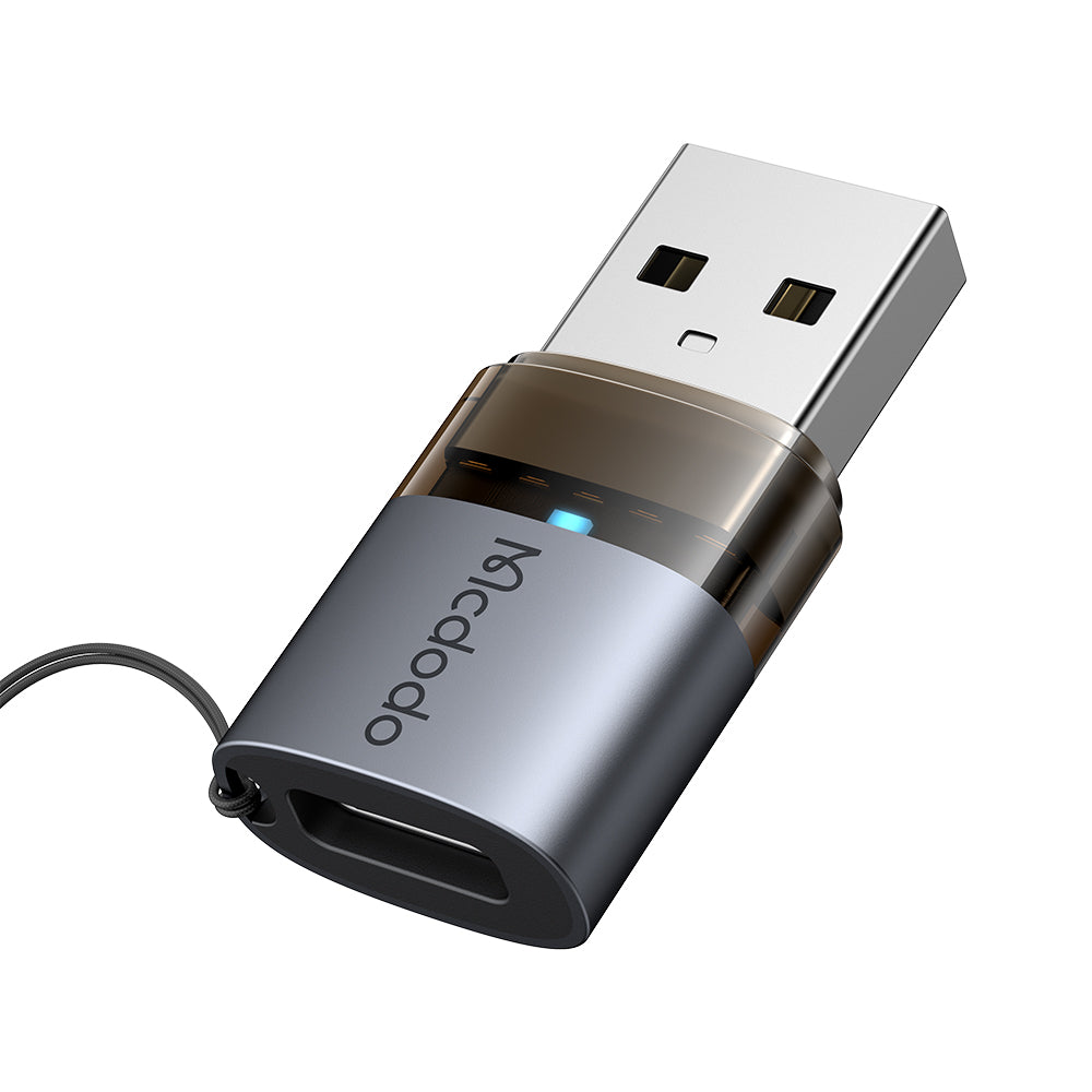 Mcdodo - OTG Adapter (OT-7580) - Type-C to USB3.0, Aluminium Alloy, Charging&Data Sync, with Indicator Light, Lanyard - 