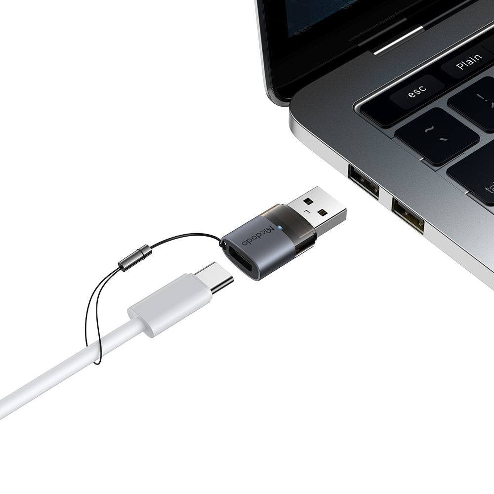 Mcdodo - OTG Adapter (OT-7580) - Type-C to USB3.0, Aluminium Alloy, Charging&Data Sync, with Indicator Light, Lanyard - 