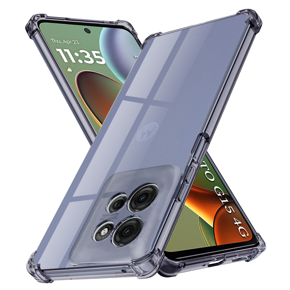 Techsuit - Shockproof Clear Silicone - Motorola Moto G15 / G15 Power / G17 / G17 Power - Smoke Black
