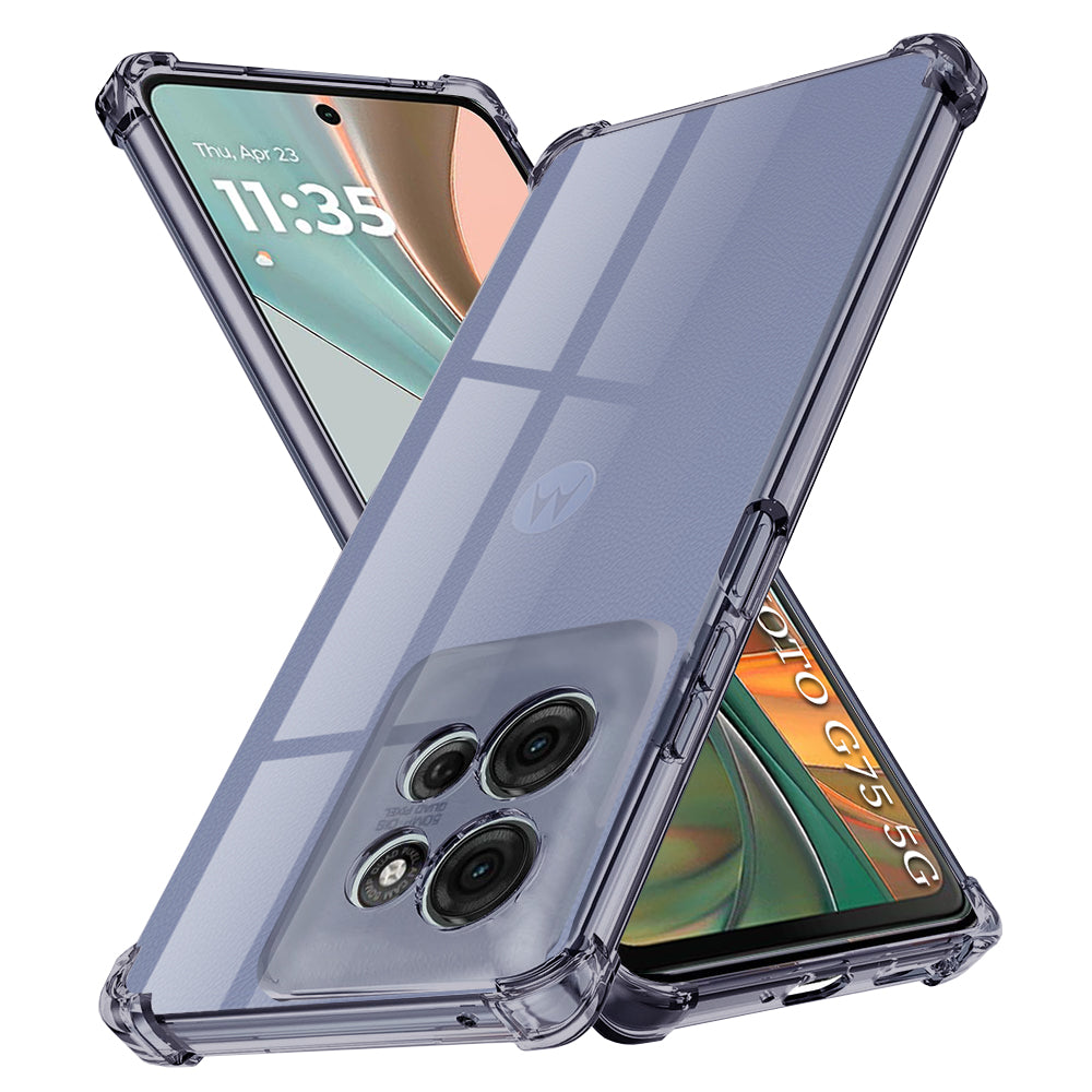 Techsuit - Shockproof Clear Silicone - Motorola Moto G75 - Smoke Black
