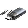 Mcdodo - OTG Adapter 2in1 (OT-7600) - USB to USB-C, Built-in Card Reader, Charging & Data, 5Gbps, Blue Light, Lanyard - 