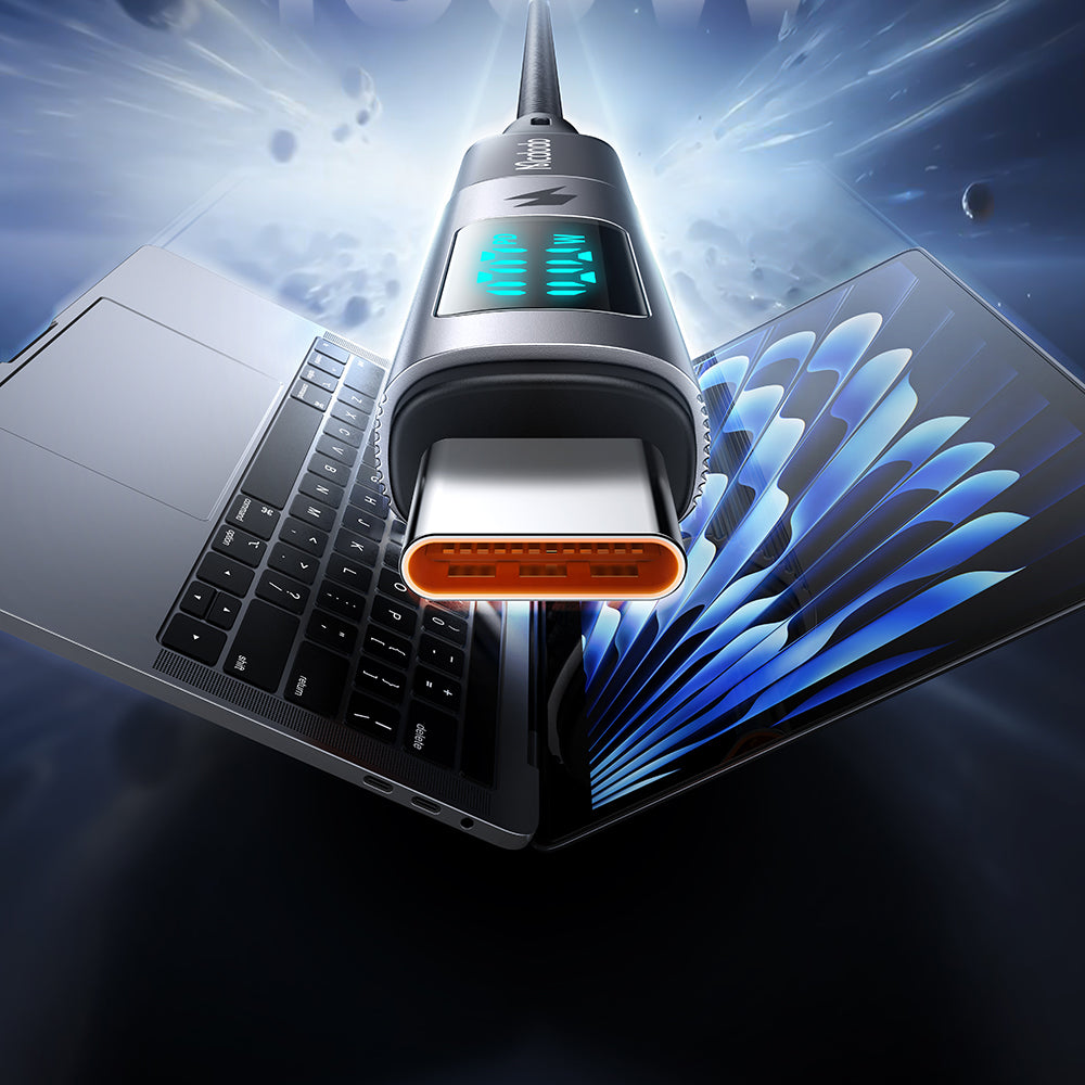 Mcdodo - OTG Adapter Wales Series (OT-6090) - Type-C to Type-C, PD100W, 5A, Charging & Data Sync, Digital Display - Blac