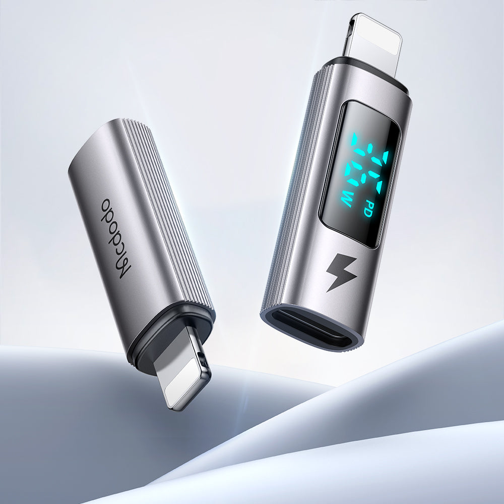 Mcdodo - OTG Adapter Wales Series (OT-6100) - Type-C to Lightning, PD36W, 3A, Display, Compatible with E-Mark Chip - Bla