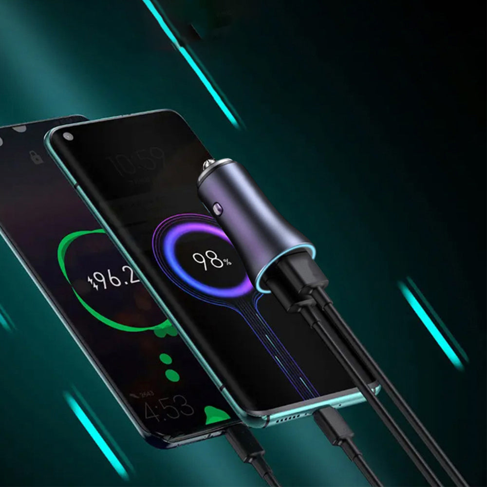 Techsuit - Premium Car Charger RescueVolt (C3) - with Metal Window Breaker, Fast Charge, USB QC18W, USB-C PD30W, 5V/3A -