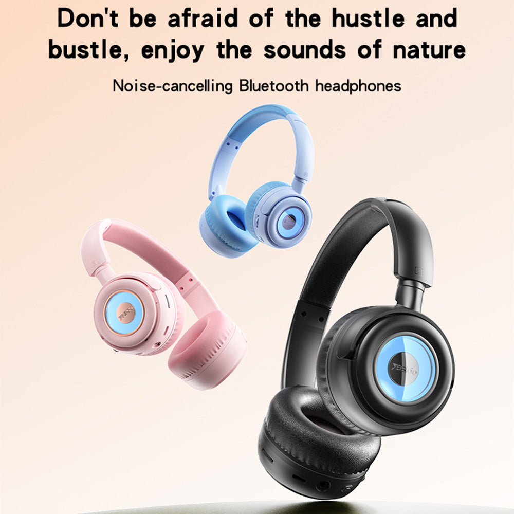 Yesido - Wireless Headphones (EP06) - for Kids, with Bluetooth V5.3, Microphone, Support Audio Cable, 500mAh - Black