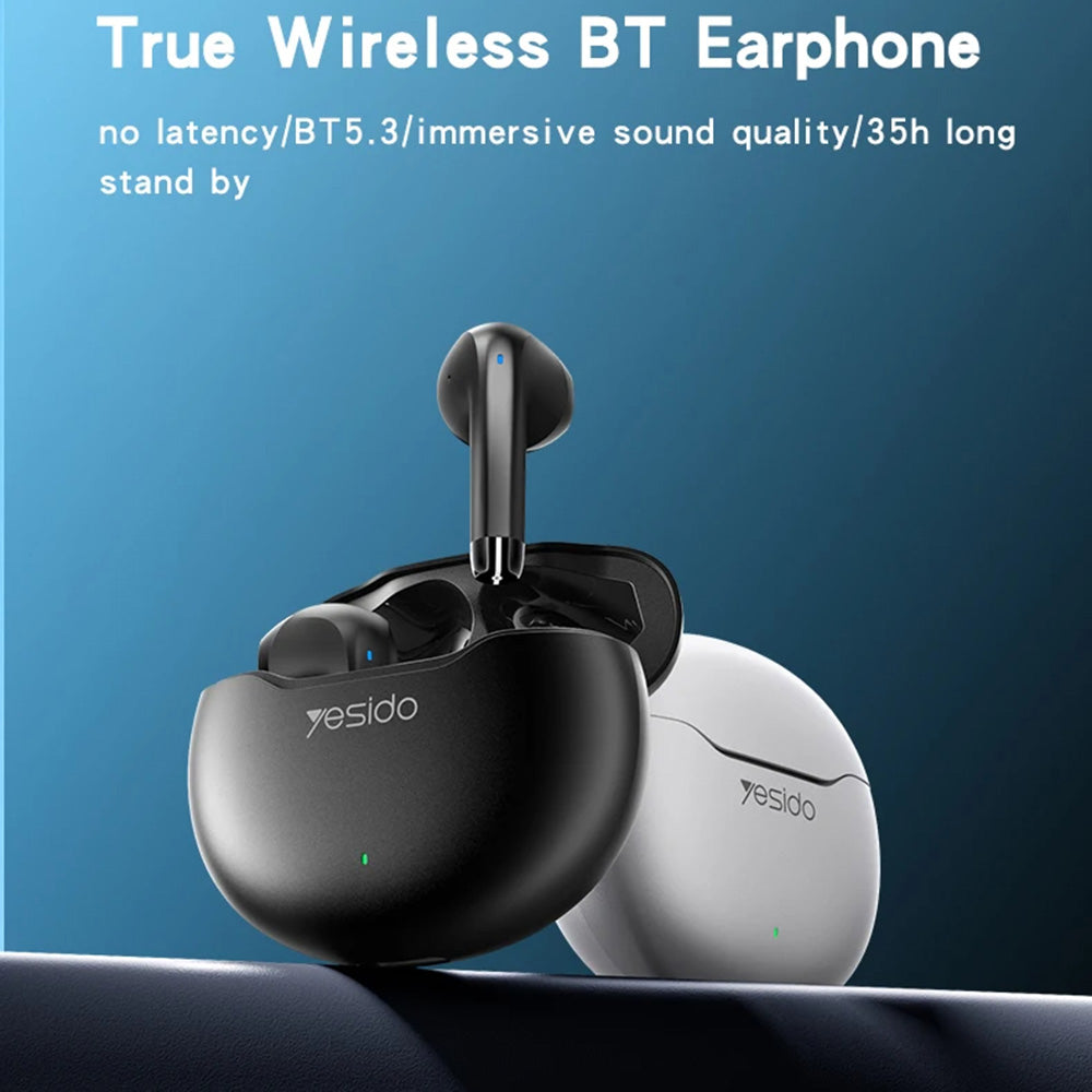 Yesido - Wireless Earbuds (TWS21) - with Bluetooth V5.3, Half-In-ear Design, Touch Control, Noise Cancelling, 320mAh - B