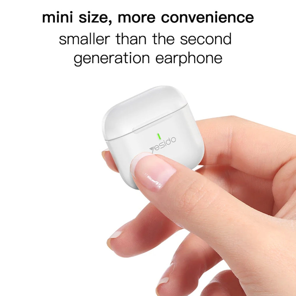Yesido - Wireless Earbuds (TWS17) - with Bluetooth V5.1, Half-In-ear Design, 200mAh, Type-C - White