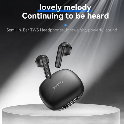 Yesido - Wireless Earbuds (TWS25) - with Microphone, Bluetooth V5.3, Touch Control, Half-In-ear Design, 250mAh - Black