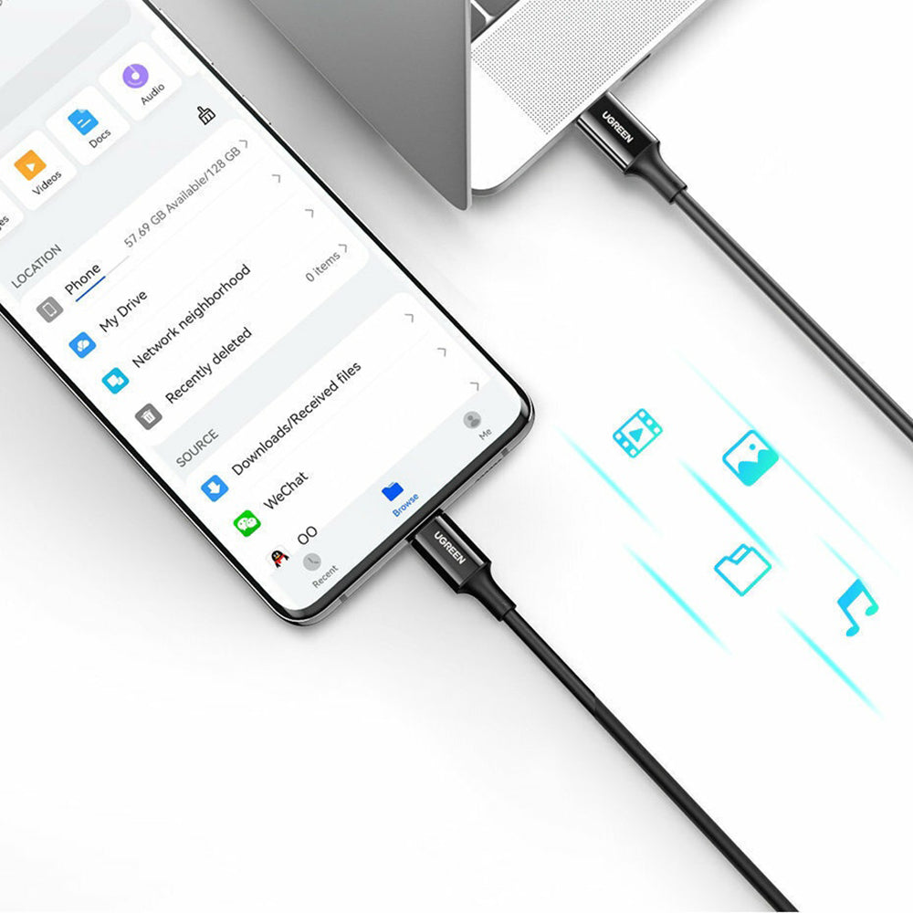 Ugreen - Data Cable US300 (60551) - USB-C to USB-C, 5A, 100W, 1m - White