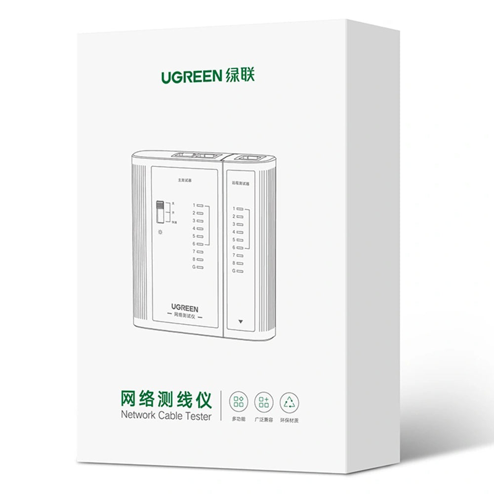 Ugreen - Network Cable Tester NW167 (10950) - 9V Carbon Battery, Ethernet / Telephone Cable - Black
