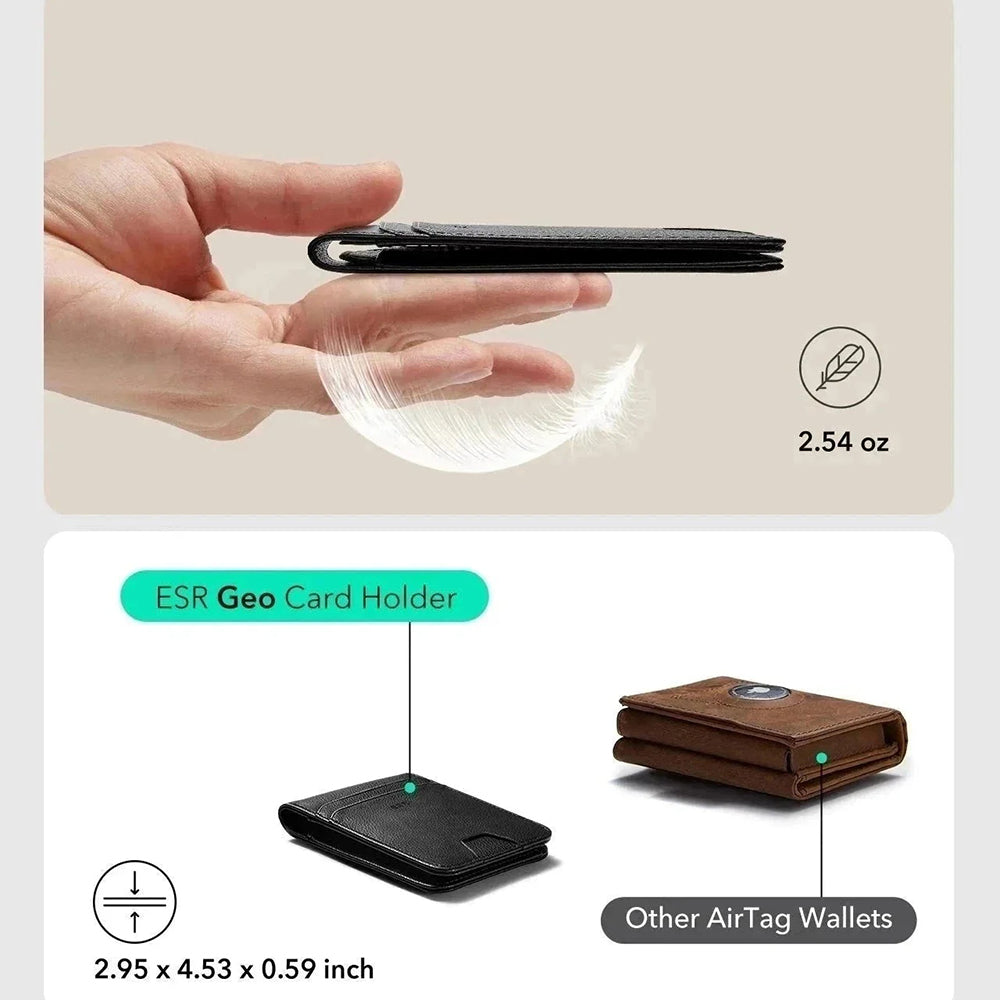 ESR - Classic Geo Card Holder - Vegan Leather Wallet, for 11x Cards & Cash, Find My Function, RFID Blocking - Carbon Fib