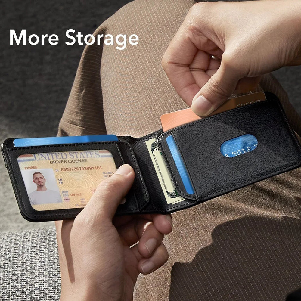 ESR - Classic Geo Card Holder - Vegan Leather Wallet, for 11x Cards & Cash, Find My Function, RFID Blocking - Carbon Fib