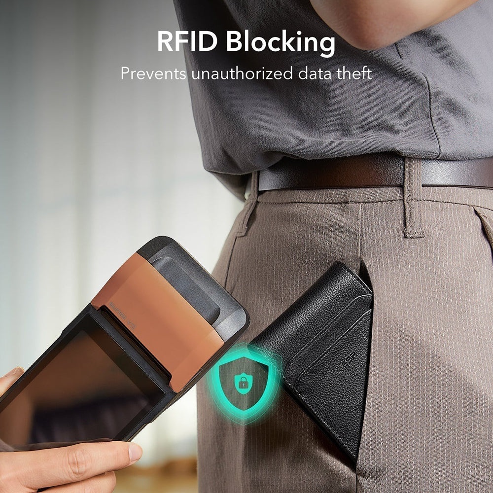 ESR - Classic Geo Card Holder - Vegan Leather Wallet, for 11x Cards & Cash, Find My Function, RFID Blocking - Carbon Fib