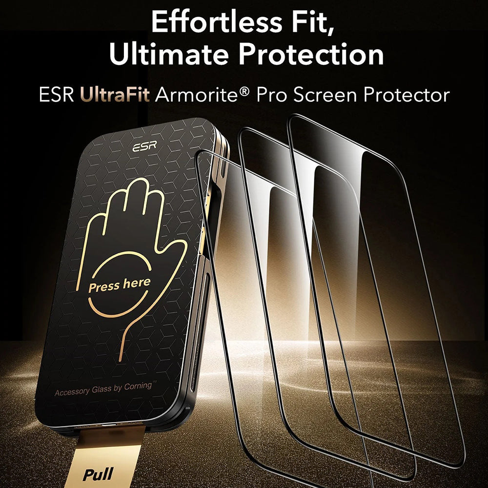 ESR - Corning Gorilla Glass UltraFit™ (3 pack) - iPhone 17 Pro Max - Black
