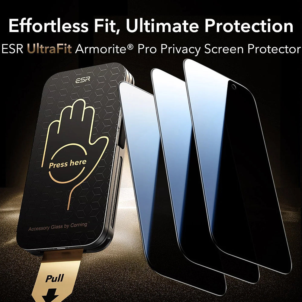 ESR - Corning Gorilla Glass UltraFit Privacy™ (3 pack) - iPhone 17 Pro Max - Black