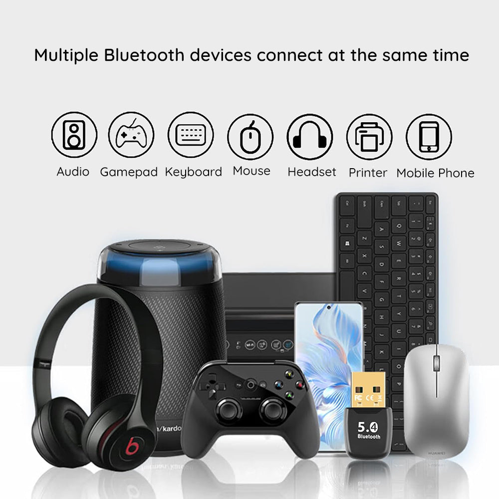 Techsuit - Bluetooth Dongle Adapter BlueJet (A20) - for PC, Bluetooth 5.4, Plug&Play, EDR&BLE - Black