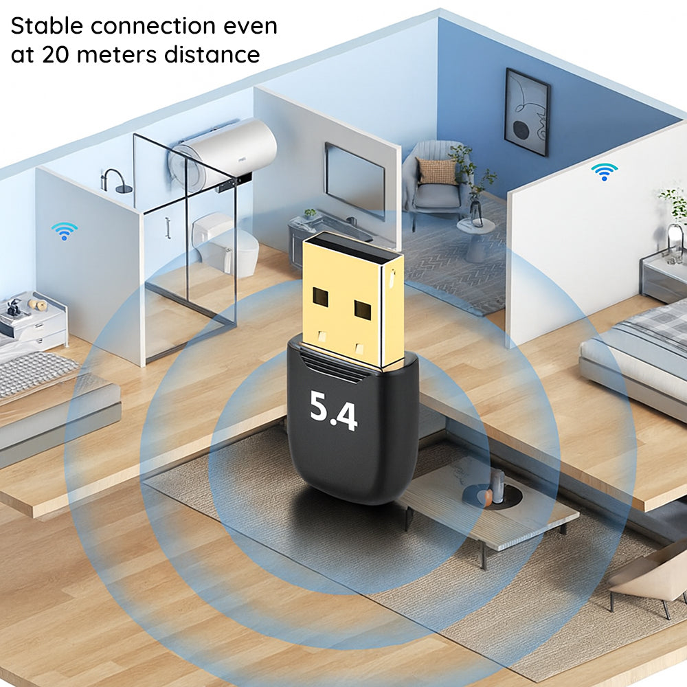 Techsuit - Bluetooth Dongle Adapter BlueJet (A20) - for PC, Bluetooth 5.4, Plug&Play, EDR&BLE - Black