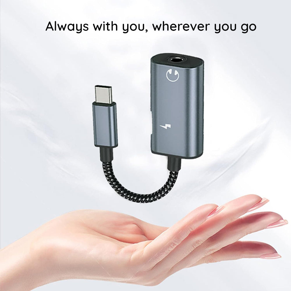 Techsuit - 2in1 Audio Adapter AcustiCore (AC22) - Type-C to Type-C/Jack 3.5mm, Fast Charging, DAC Chip, Hi-Fi Sound - Gr