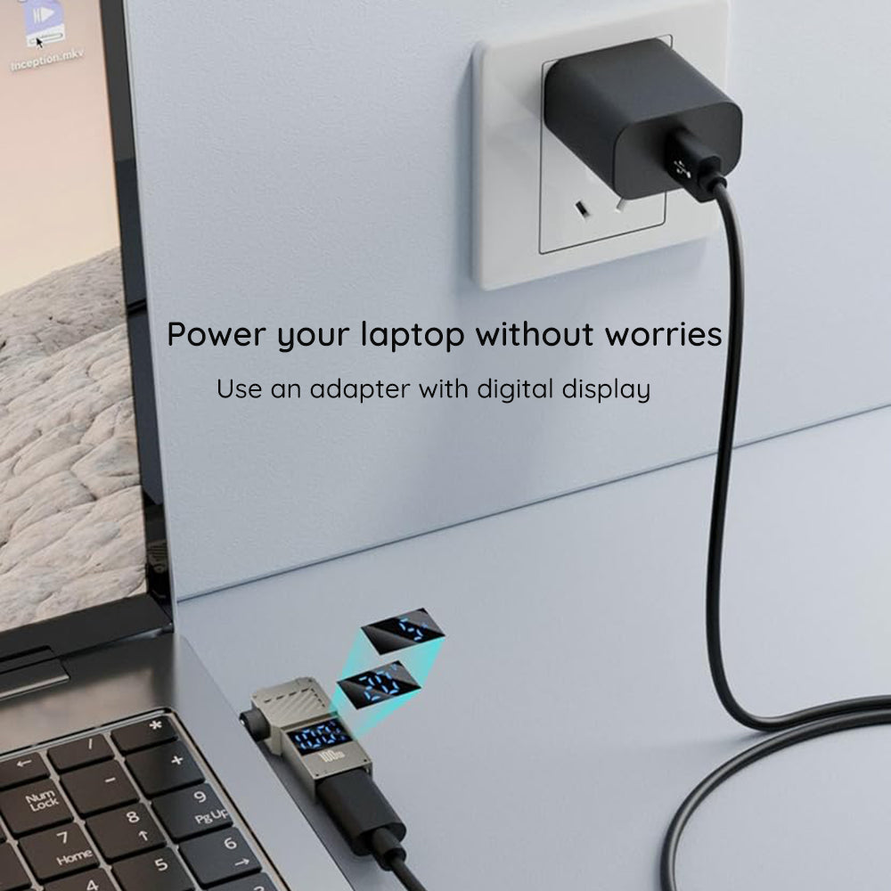 Techsuit - Adapter LaptopPlugX (A22) - for Laptop, DC to Type-C, 100W, LED Display - Grey