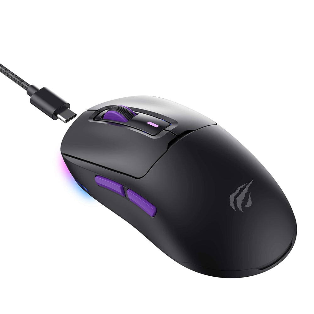 Havit - Wireless Gaming Mouse (MS969WB) - 1000 - 16000DPI, LED Lights, 150mAh, 1.6m, 5V - Black / Purple