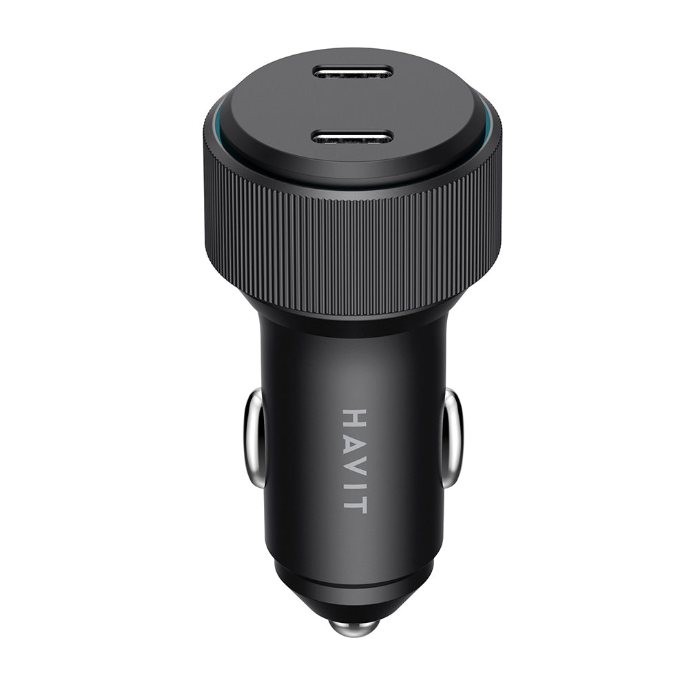 Havit - Car charger (CC2014) - 2x Type-C, PD30W, 3A, PC, Aluminum Alloy - Black