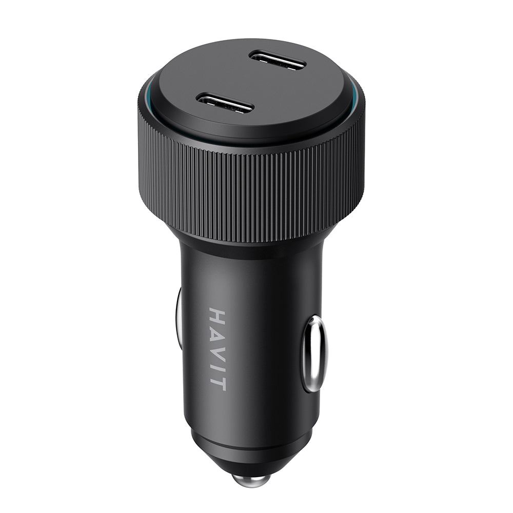 Havit - Car charger (CC2014) - 2x Type-C, PD30W, 3A, PC, Aluminum Alloy - Black