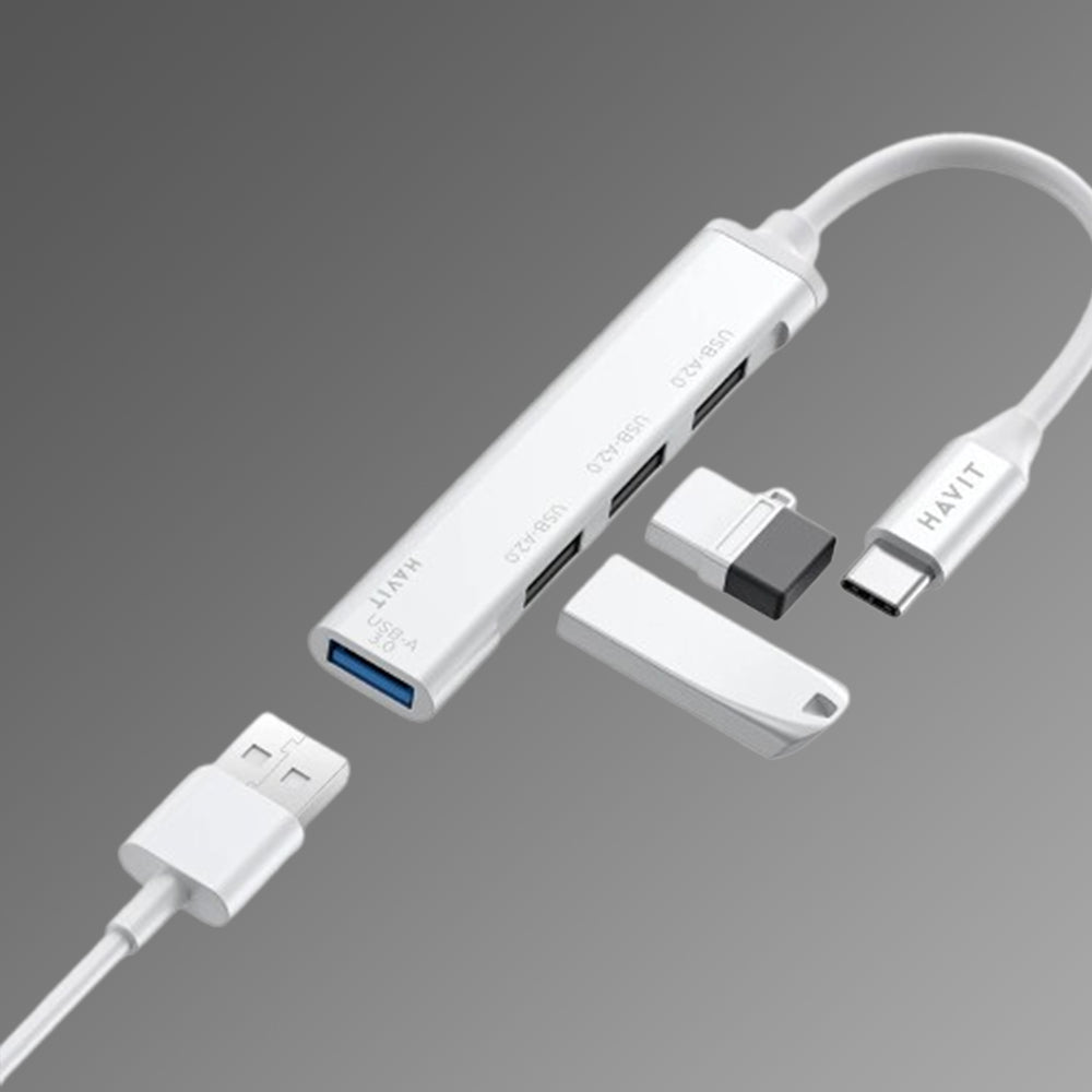 Havit - Docking Station (HB41) - USB 3.0, 3x USB 2.0, 11.8cm Cable Length, Aluminium Alloy - Silver