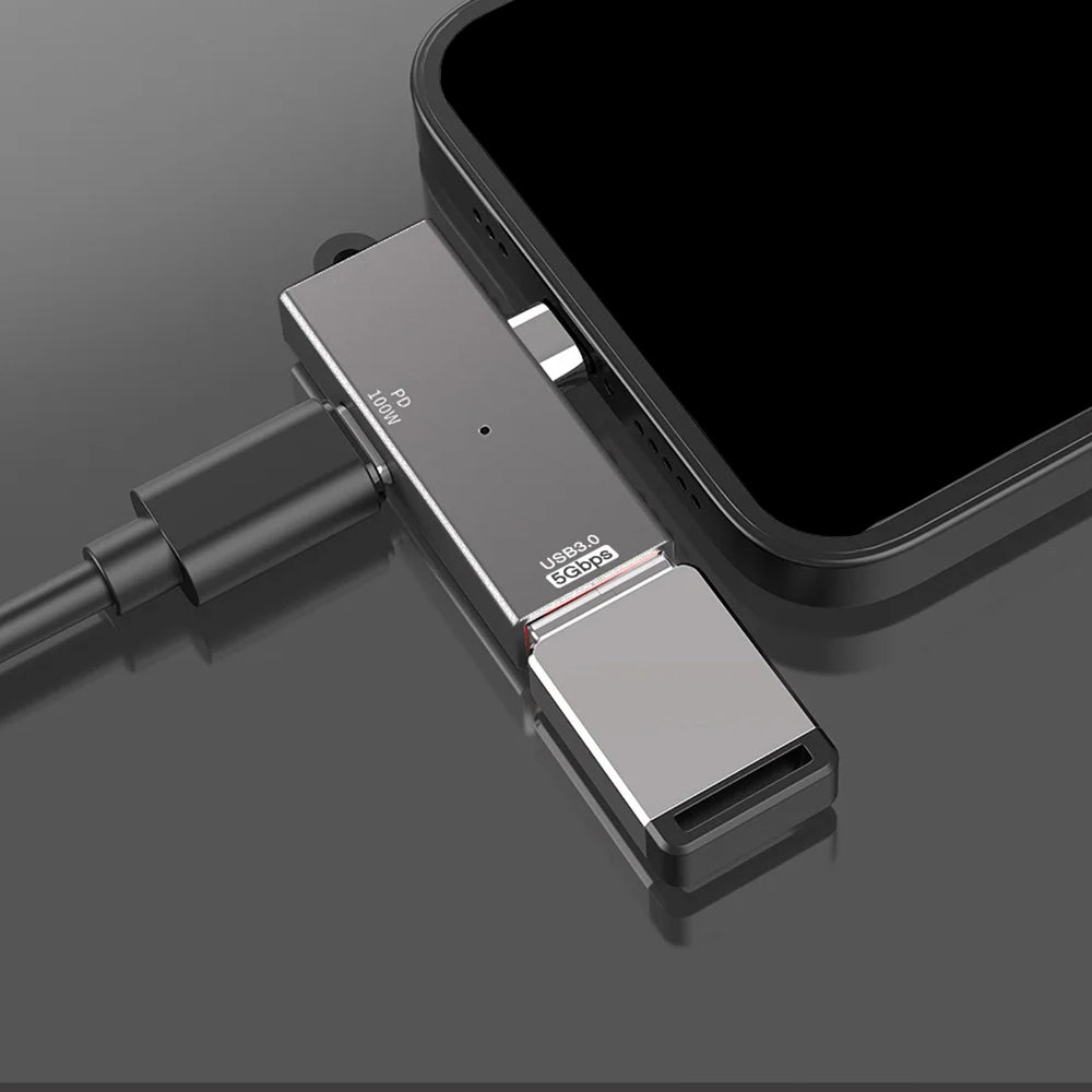 Techsuit - Adapter DataBlitz (A21) - Type-C, USB3.0, PD100W, 5Gbps - Gray