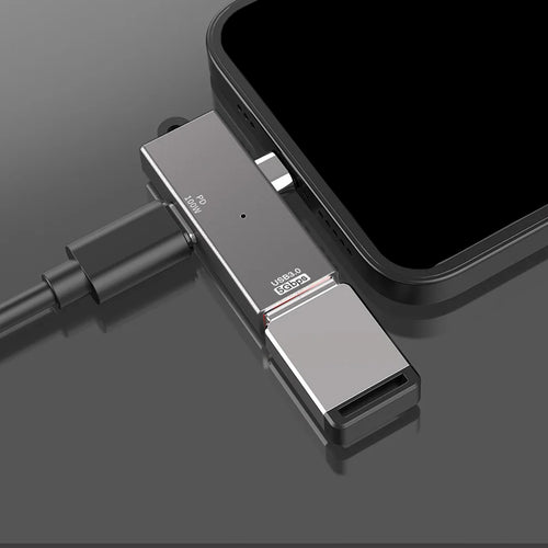 Techsuit - Adapter DataBlitz (A21) - Type-C, USB3.0, PD100W, 5Gbps - Gray