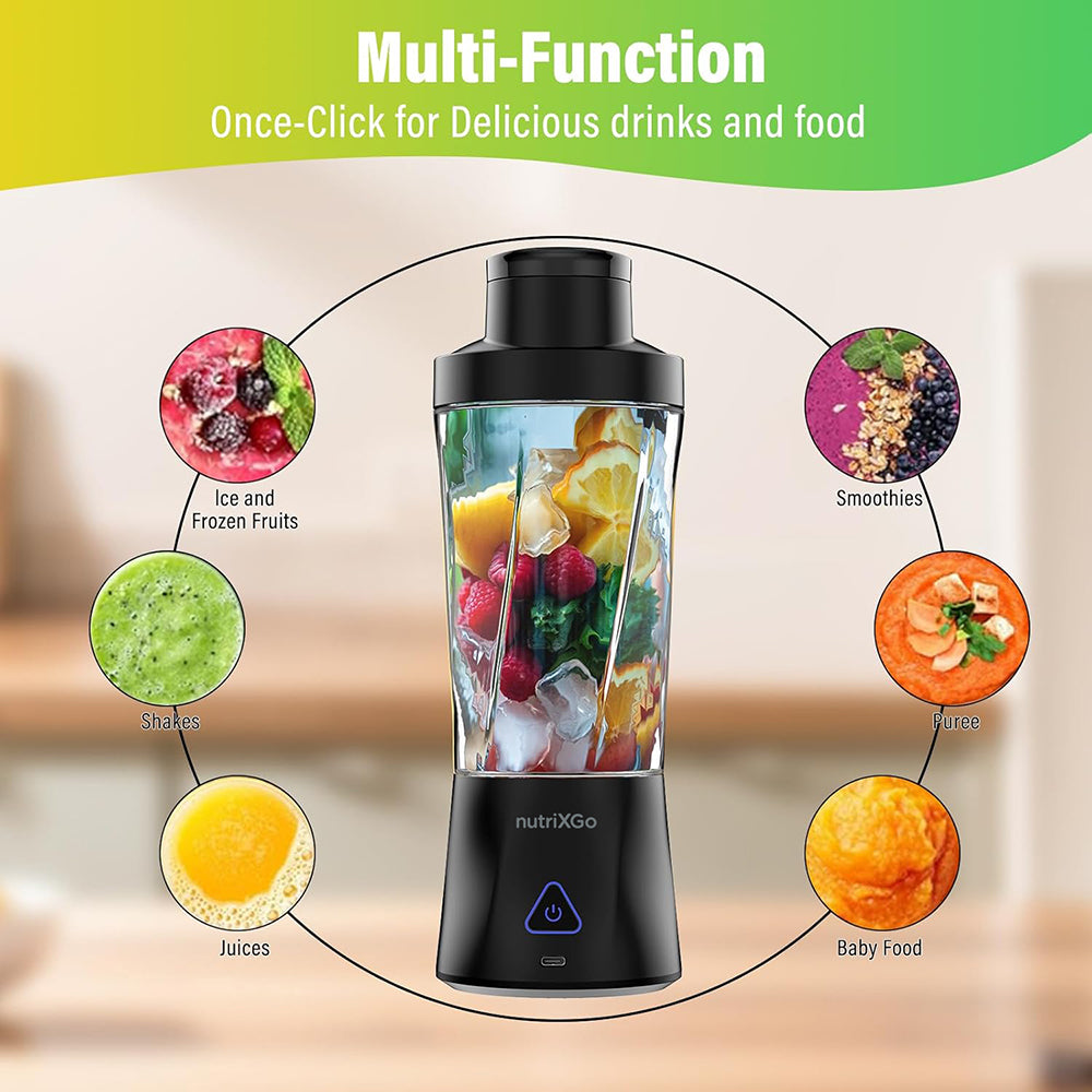 Techsuit - Premium Mini Portable Blender nutriXGo (BP1) - with Type-C Cable, Rechargeable, 700ml, 20000rpm, 6000mAh - Bl