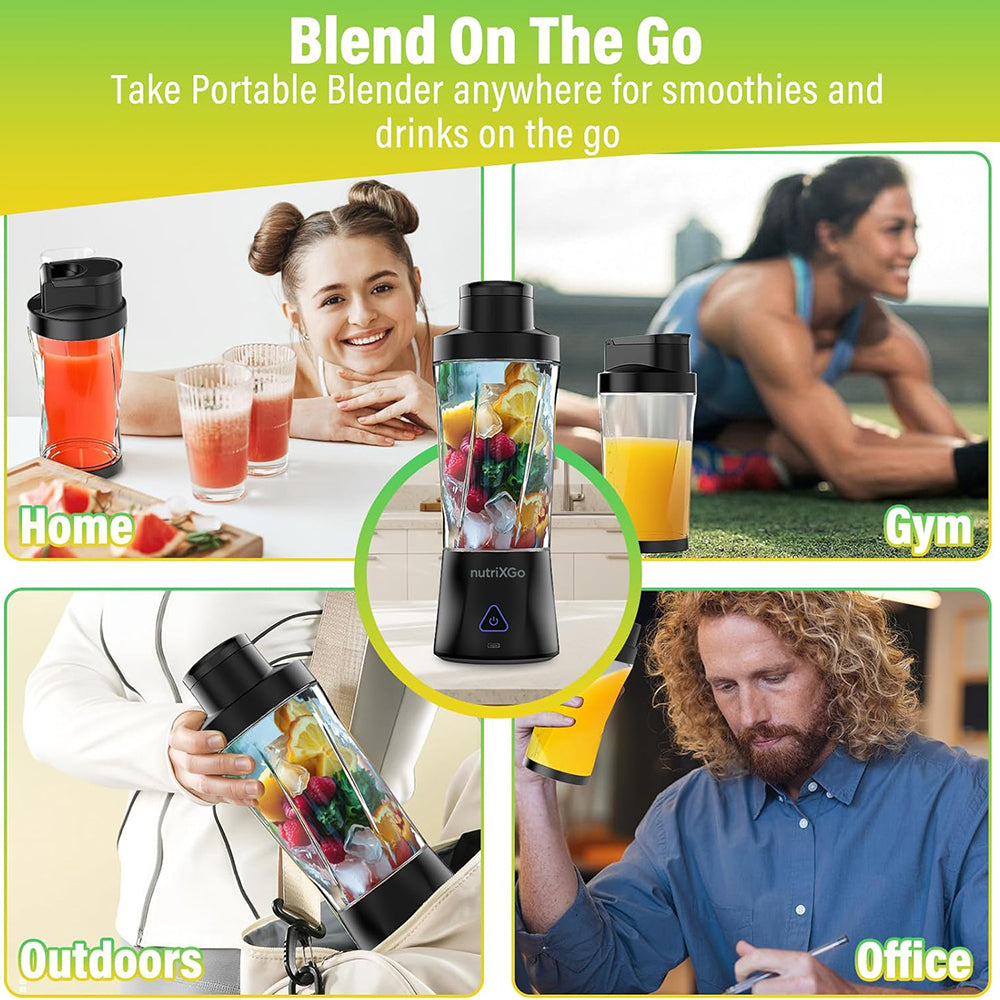 Techsuit - Premium Mini Portable Blender nutriXGo (BP1) - with Type-C Cable, Rechargeable, 700ml, 20000rpm, 6000mAh - Bl