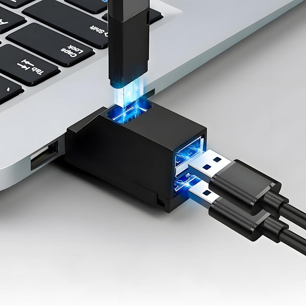 Techsuit - Mini Docking Station EchoLink 3 in 1 (H11) - USB to 2x USB 2.0, 1x USB 3.0, 5Gbps - Black