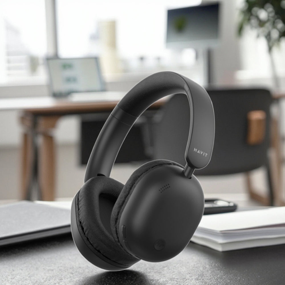 Havit - Wireless Headphones (H602BT) - BLE V5.4, AUX, Button Control, Hi‑Res Audio, Mic, All‑Day Battery, 300mAh - Black