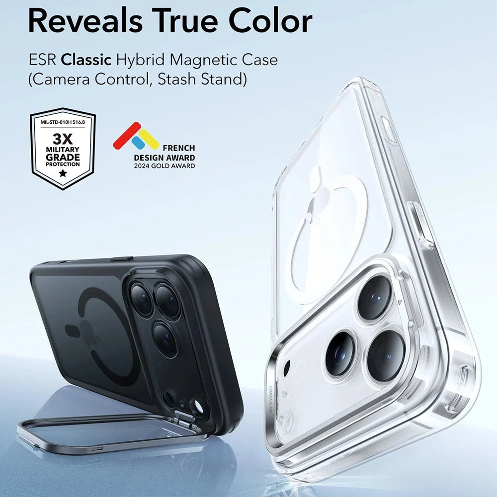 ESR - Classic Hybrid HaloLock Kickstand - iPhone 17 Pro - Frosted Black