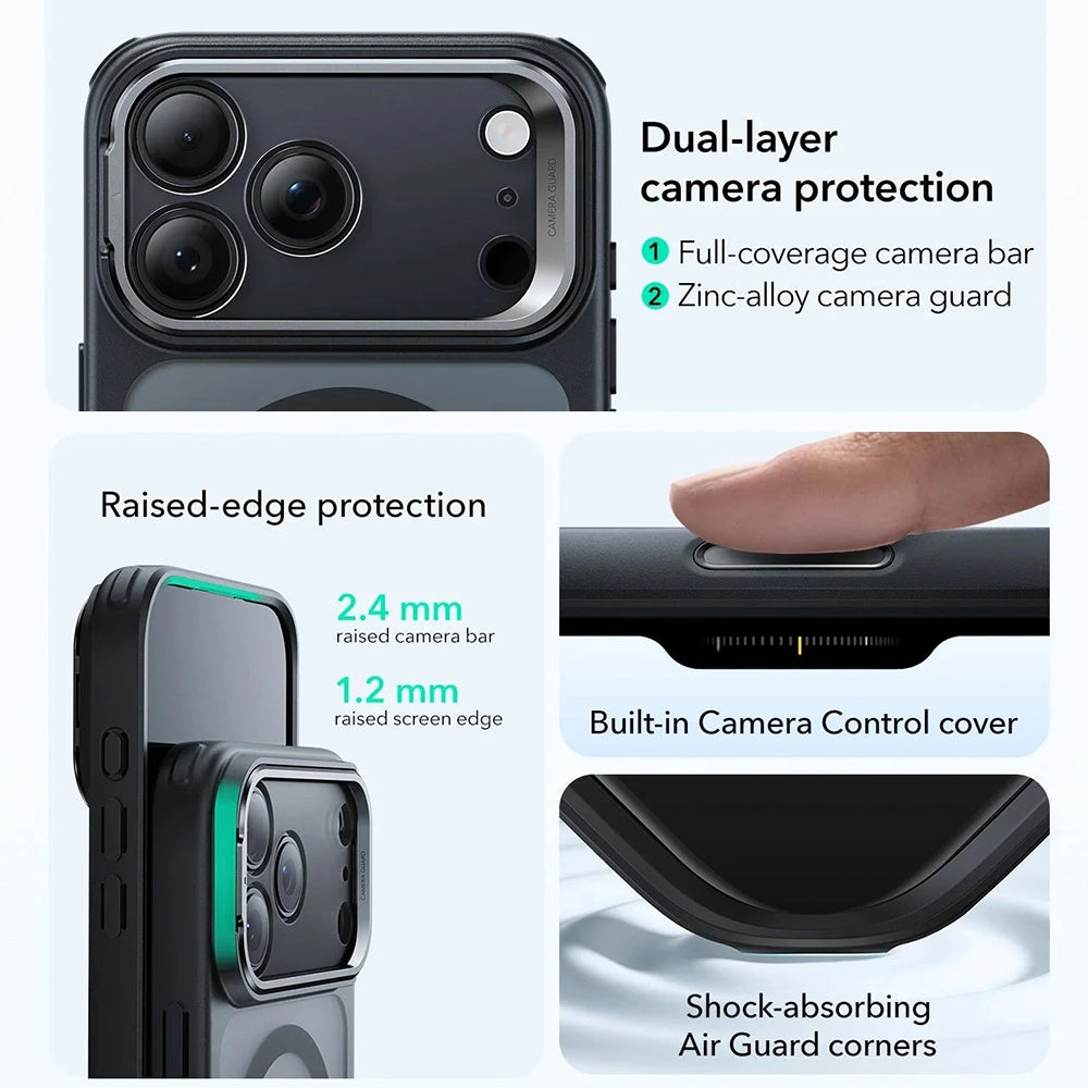 ESR - Classic Hybrid HaloLock Kickstand - iPhone 17 Pro Max - Frosted Black