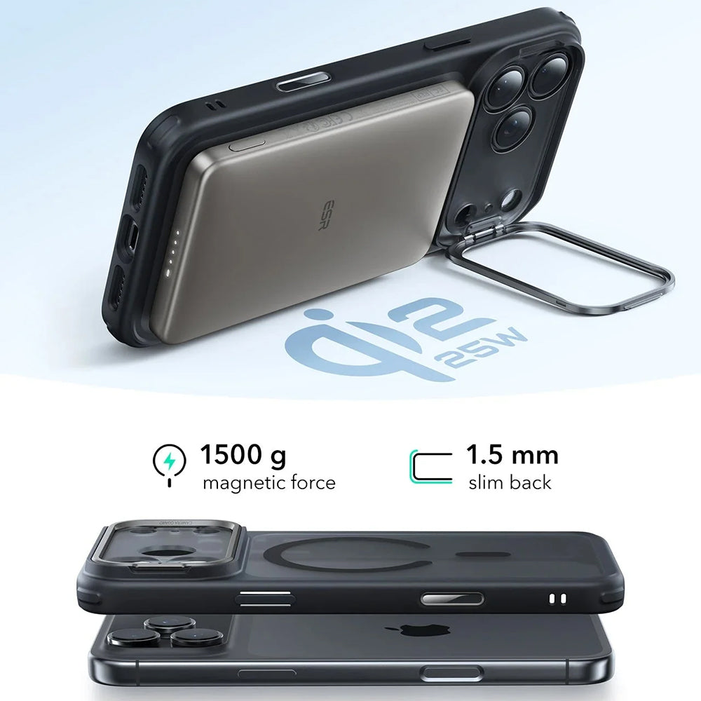 ESR - Classic Hybrid HaloLock Kickstand - iPhone 17 Pro Max - Frosted Black