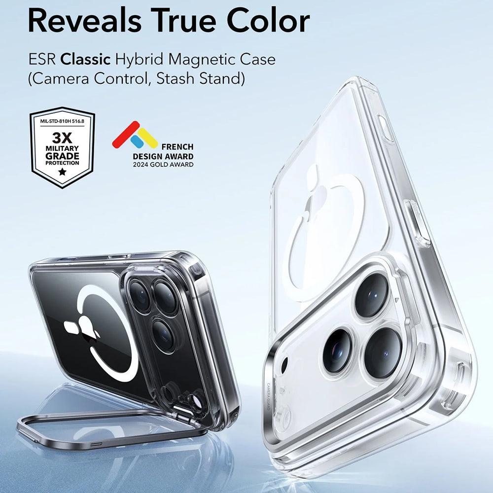 ESR - Classic Hybrid HaloLock Kickstand - iPhone 17 Pro - Clear
