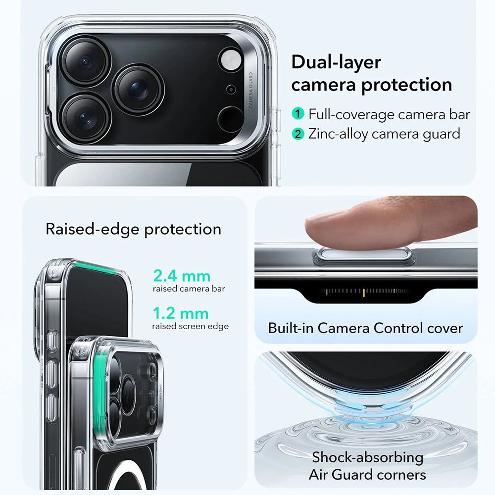 ESR - Classic Hybrid HaloLock Kickstand - iPhone 17 Pro Max - Clear