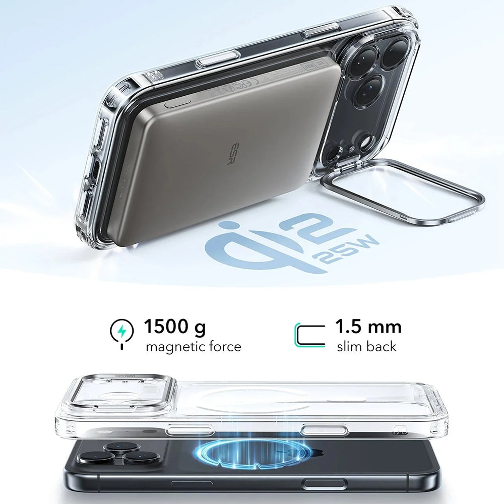 ESR - Classic Hybrid HaloLock Kickstand - iPhone 17 Pro Max - Clear