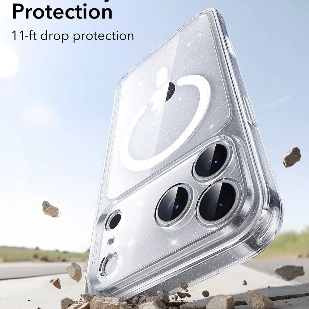 ESR Husa de protectie ESR Classic Hybrid HaloLock compatibil cu iPhone 17 Pro Max, Transparent Shimmer – imagine 4
