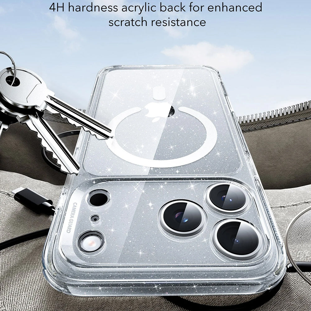 ESR Husa de protectie ESR Classic Hybrid HaloLock compatibil cu iPhone 17 Pro Max, Transparent Shimmer – imagine 5