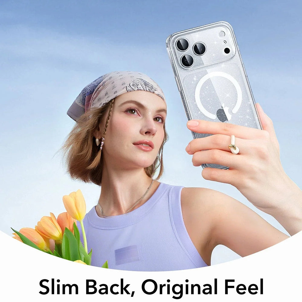 ESR Husa de protectie ESR Classic Hybrid HaloLock compatibil cu iPhone 17 Pro Max, Transparent Shimmer – imagine 6