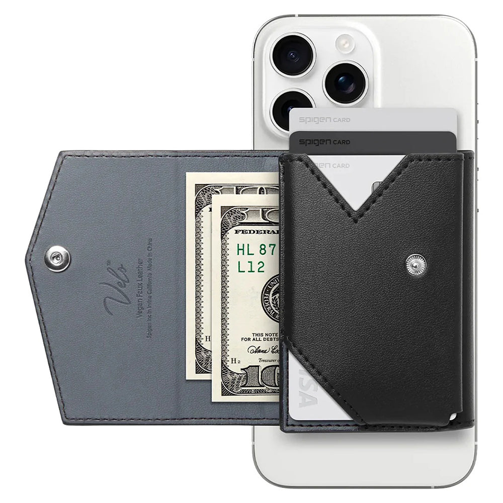 Spigen - MagSafe Wallet Valentinus Pro (AFA09442) - 3 Cards Storage, Universal, Magnetic, Slim Design, Secure Fit - Blac
