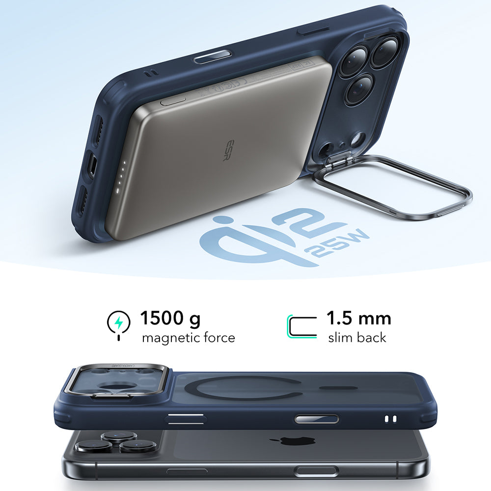 ESR - Classic Hybrid HaloLock Kickstand - iPhone 17 Pro Max - Frosted Blue