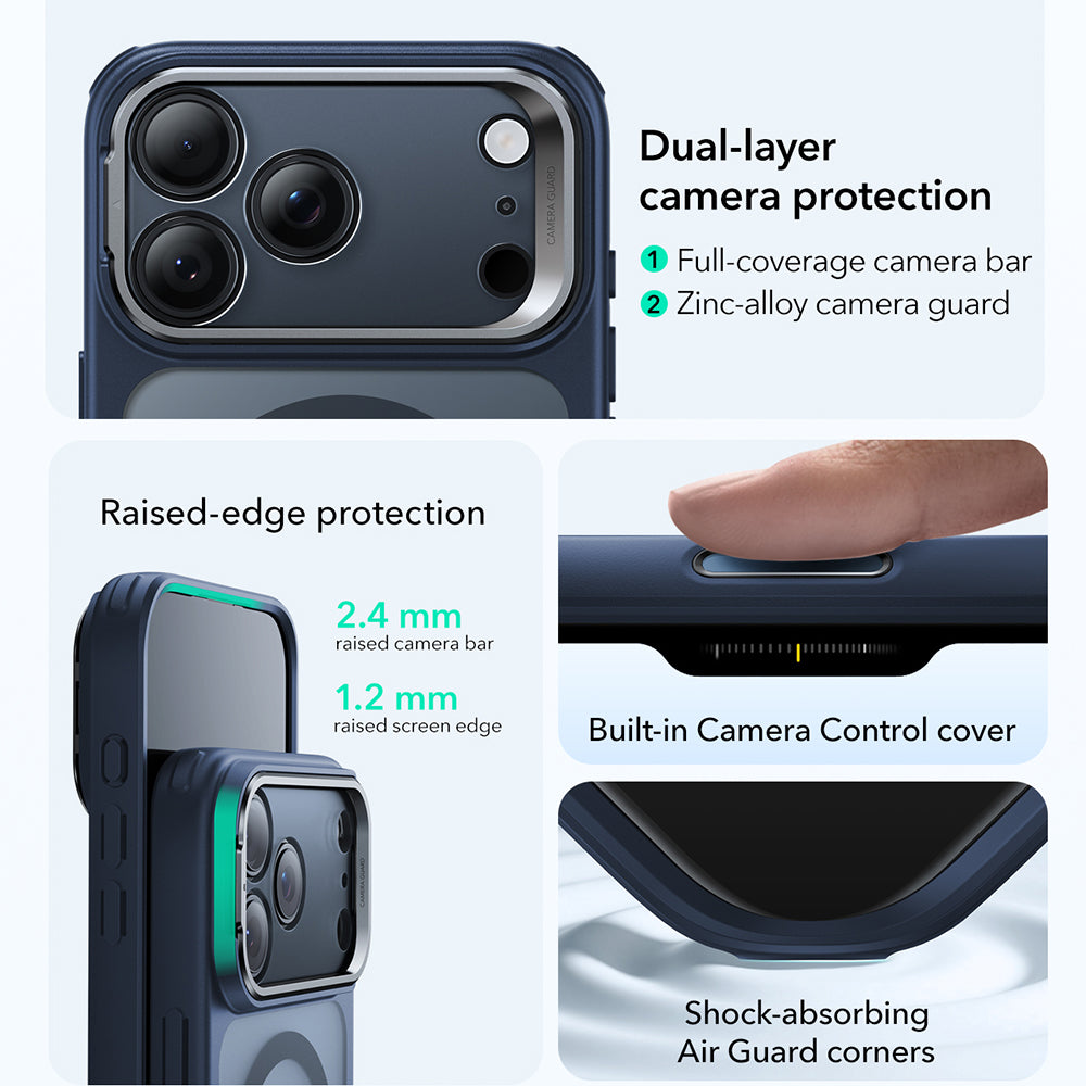 ESR - Classic Hybrid HaloLock Kickstand - iPhone 17 Pro - Frosted Blue